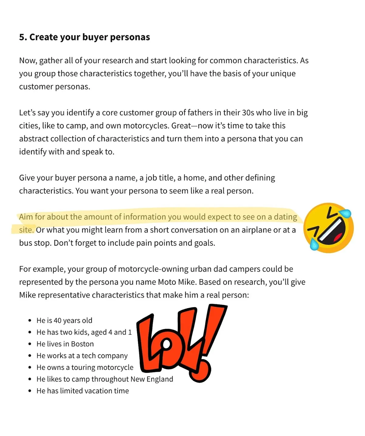 Hootsuite blunders their recommendation for how to create an effective buyer persona