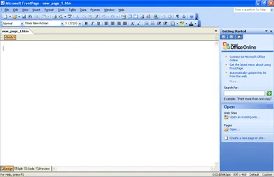 Screenshot of Microsoft FrontPage 2003 running on Windows XP