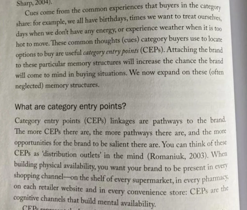 Jenny Romaniuk explains that a subset of triggers are buying triggers, which she terms as CEPs.